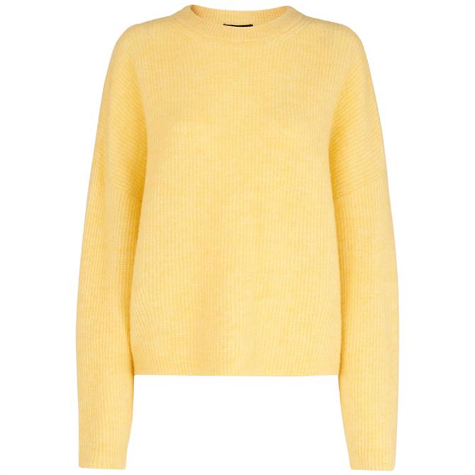 Whistles Ribbed Yellow Crew Neck Jumper